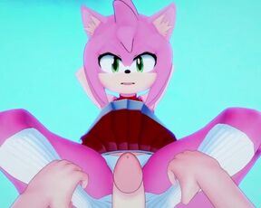 Amy Rose from Sonic Gives You A Footjob Hentai POV