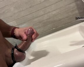 BRAZILIAN BATHROOM MASTURBATION COCKRING CUM