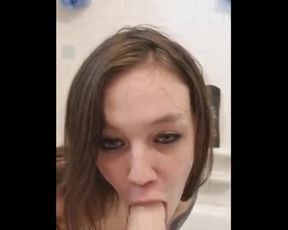 Tiny Teen Bathtime Soapy Wash - Solo Dildo Blowjob