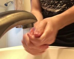 HOT TEEN WASHES HANDS AFTER GOING OUT IN PUBLIC DURING COVID-19