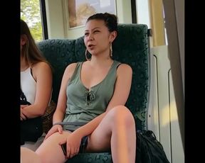 Spyed girl flashing her pussy lips in public