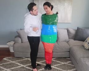 Rainbow Tape Mummy Escape Challenge Fail