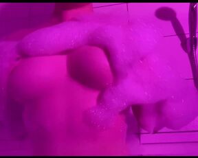 Teen having Fun with Soaping her Tits and Riding her Dildo Plugged in her Bathtub