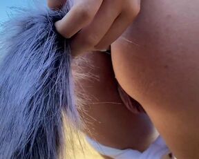 Flashing on the Beach with Fox Tail in my Ass