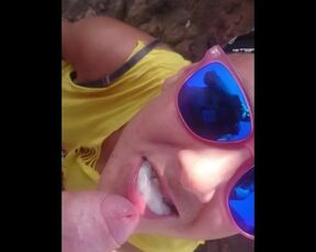 Outdoor Mountain Peak Blowjob with Cum in Mouth