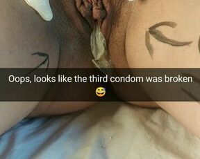 Third condom was broken and my wife takes a cheating creampie