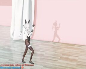 MMD lo chan, shake it - hentai mmd dance, playboy costume, blue hair edit, smixix