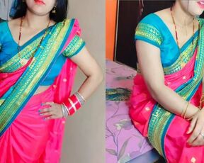 Red Saree Indian desi housewife ki Sexy Saree Utar diya fir chudai chalu kar Diya