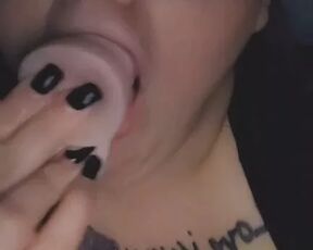 Small cock sloppy deepthroat dildo bj