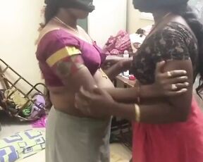 Indian lesbian aunty in front of husband