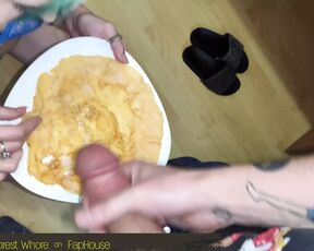 Anal gape, anal cooking and eating food from ass with cum