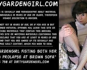 Dirtygardengirl take long black dildo deep in her ass & anal prolapse extreme