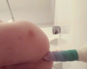 Cute Caged Trans Girl Filling Her Petite Ass With a Magical Unicorn Horn Dildo